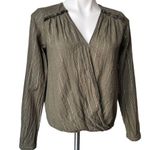 Lilla P Faux Wrap Blouson Long Sleeve Striped Top, Sz S Photo 2