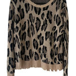 Fate Women's‎ Size Small Cheetah Animal Print Distressed Sweater Tan Photo 0