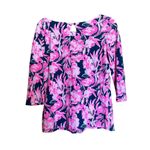 Lilly Pulitzer  Waverly Top Women Medium Multicolor Floral Bright Colorful Blouse Photo 5