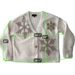 33 Degrees Cozy Coquette Snowflake Cardigan White Gold Glitter Button Medium Black Photo 14