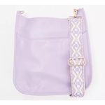 Large Lilac Faux Leather Boho Crossbody Bag with Guitar Strap Purple Photo 0