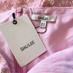 SAU LEE Arabella Mini Dress in Candy Pink Jacquard Floral Bow Puff Sleeve US 8 Photo 7