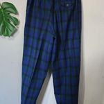 Talbots  Wool Blue Plaid Pleated Front Pants Photo 3