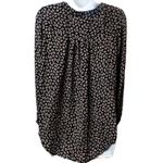 Loft Multicolored Mini Floral Geometric Print Blouse Long Sleeve Size Medium Photo 2