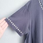 Monrow Gray Short Sleeve Boyfriend Tee with Studded Neckline Silver Photo 2