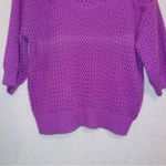 J.Crew AK177 100% Cotton Elbow Sleeve Crocheted Pullover Sweater in Purple Photo 4
