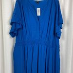 Torrid Classic Blue Y Neck Smocked Waist Challis Maxi Dress Sz.4 NWT Photo 4
