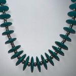 Silver Tone Bead And Turquoise Disc Boho Necklace Photo 1