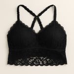 Judy K Lace Bralette Criss Cross Back Lined Black Lingerie Top XL Photo 0