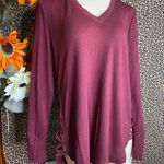 Doe & Rae ✅3/$30✅ NWT  Burgundy Hi-Low Side Lattice Slits Long Sleeve Top | LARGE | Photo 1
