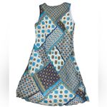 vintage boho patterned blue, green and cream midi dress Blue Photo 4