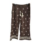 Sundance Le Meridien Embroidered Pants Women Medium Crop Brown Flowy Boho #B6-2 Photo 1