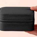 Mini Jewelry Box Portable Travel Jewelry Storage Box, PU Leather Small Organizer Black Photo 5