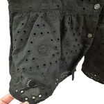 Ann Taylor  Factory Black Eyelet Peplum Hem Button Down Blouse Photo 3