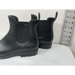 Womans Pullon Rainboots 8.5 M Black Flat Elastic Ankle Round Toe Photo 3