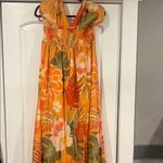 Z&L Europe Vibrant Floral Halter‎ Delia Maxi Dress large. Orange Photo 2