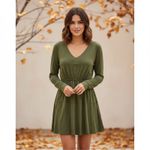 Michael Lauren  Green V-neck Cinched Waist Dress Size Small NWOT Photo 1