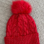 Loft NWOT  knit Pom Pom beanie red Photo 0