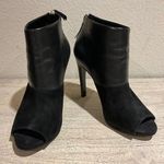 Nine West  Black Leather & Suede Peep Toe 4-Inch Heel Boots Booties Size 9 M Photo 0