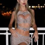 Silver Crystal Embellished Cutout Flower Mini Two Piece Set Photo 6