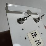 Boutique Silver Tone Turquoise Bear Bead and Dangle Feather Earrings Hypoallergenic Post Photo 5