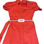 Shoshanna  Annette Red Shirt‎ Dress Women’s Size 2 Puff Sleeve Button Front Tie Photo 13