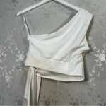 Free People White One-Shoulder Wrap Crop Top Size Medium Photo 4