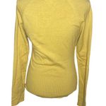 CAbi v-neck braided trim roll edge rib hem cotton angora sweater in citron sz S Photo 1