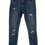 River Island Blue Distressed Ripped Raw Hem Skinny Denim Jeans Women Sz 12 Photo 0