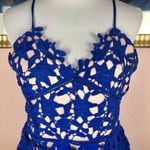 Self Portrait azaelea dress — Lace Crochet Spaghetti Straps Blue Midi Dress Photo 2