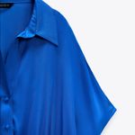 ZARA  Satin Effect Wrap Mini Button Dress Blue Size XS NEW Photo 12