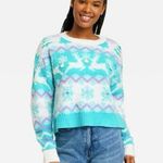 33 Degrees Sweater Women XXL Blue White Knit Christmas Sequins Winter Wonderland Photo 7