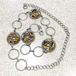 Vintage Retro Chain Belt Silver & Pebbled Mosaic Discs Statement Women’s 48” Photo 0