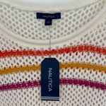 Nautica  sweater women's small striped open knit crochet pullover crew NEW Photo 5