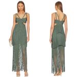 Herve Leger NEW NWT  Strappy Tiered Fringe Gown In Willow Green Photo 1