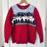 Lands' End Holiday Mountain Scene Winter Ski Crew Neck Sweater Size L Photo 0