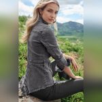 Venus  Jacket Top Denim Lace up Back Grey Fray Hem Distressed Asymmetrical 10/12 Photo 2