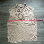 Sandro  Paris Beige Cream Tie Neck Sleeveless 100% Silk Blouse Size 3 L Career Photo 5