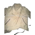 POL Womens Cream Corduroy Moto Jacket Belted Zip Front Size S Photo 4