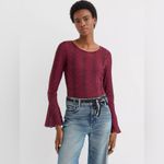 Loft  Floral Lace Godet Sleeve Top, Magenta, Size S, NWT Photo 1