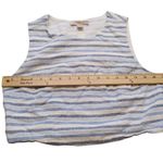 Forever 21 Linen Cotton Size Medium M Striped Stripes Blue Coastal Top Cropped Photo 2