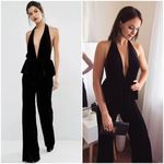 Bec & Bridge Midnight Velvet Jumpsuit Size 2 Black Halter Peplum Straight Leg Photo 7