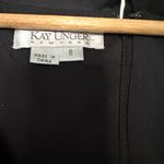 Kay Unger  Portrait Black Satin V-Neck Shawl Collared Sheath Evening Dress Size 8 Photo 4