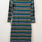J.Crew Striped Navy/Pink/Green Long Sleeve Midi Dress Photo 1