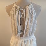 ZARA NEW White Eyelet Maxi Dress Open Back Large Photo 3