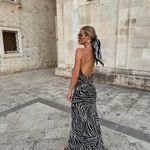 ZARA  dress maxi zebra animal print flower open back bodycon evening wedding Photo 6