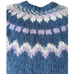 American Vintage Vintage Handknit Fair Isle Wool Sweater Blue Lavender Cream Nordic Yoke medium Photo 3
