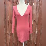 Lovers + Friends  Karla Pink Ribbed Mini Dress Long-Sleeved Size Medium Photo 1