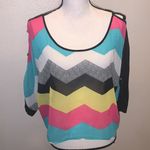 Toska  colorful chevron print sheer high loose blouse Photo 1