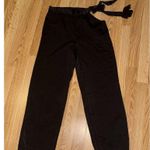 Women’s Silk Dress Pants Waisted Tie Side Wide Leg Work Pants Black Size Small Photo 3